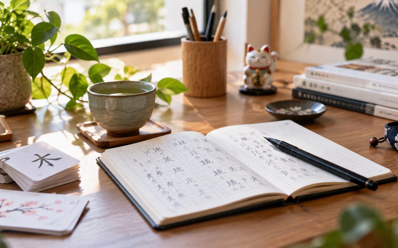 Auswendig abschreiben, Radikale und Eselsbrücken oder Spaced-Repetition-Apps: drei Kanji-Lernmethoden im direkten Vergleich, plus das Prinzip der Strichfolge.