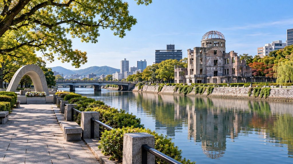 Atombombendom, Kenotaph und die Achse durch den Friedenspark